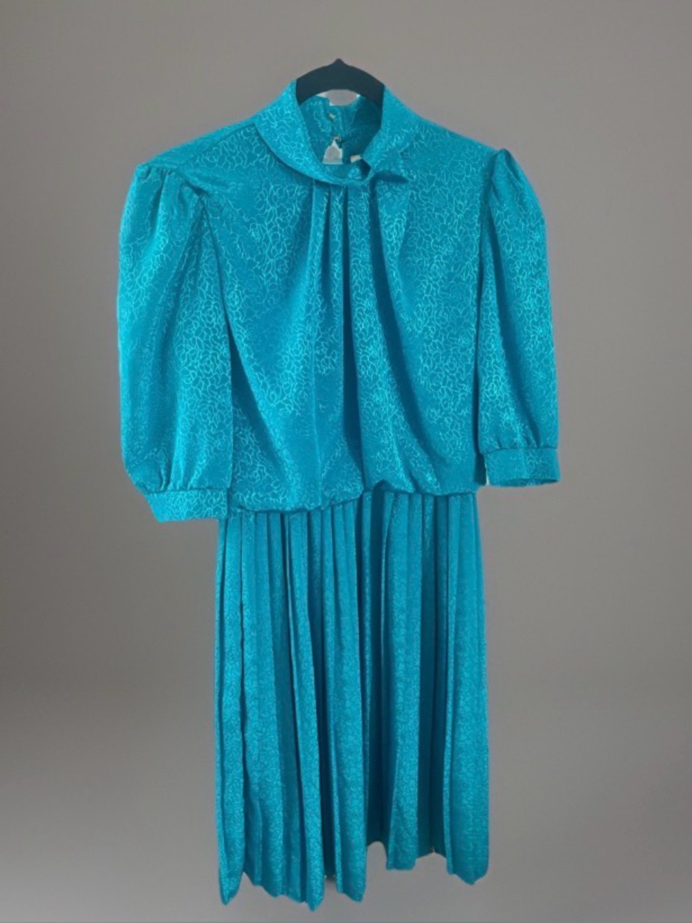 Bobby’s Girl 1980s teal turquoise Bow-Neck Dress size 8